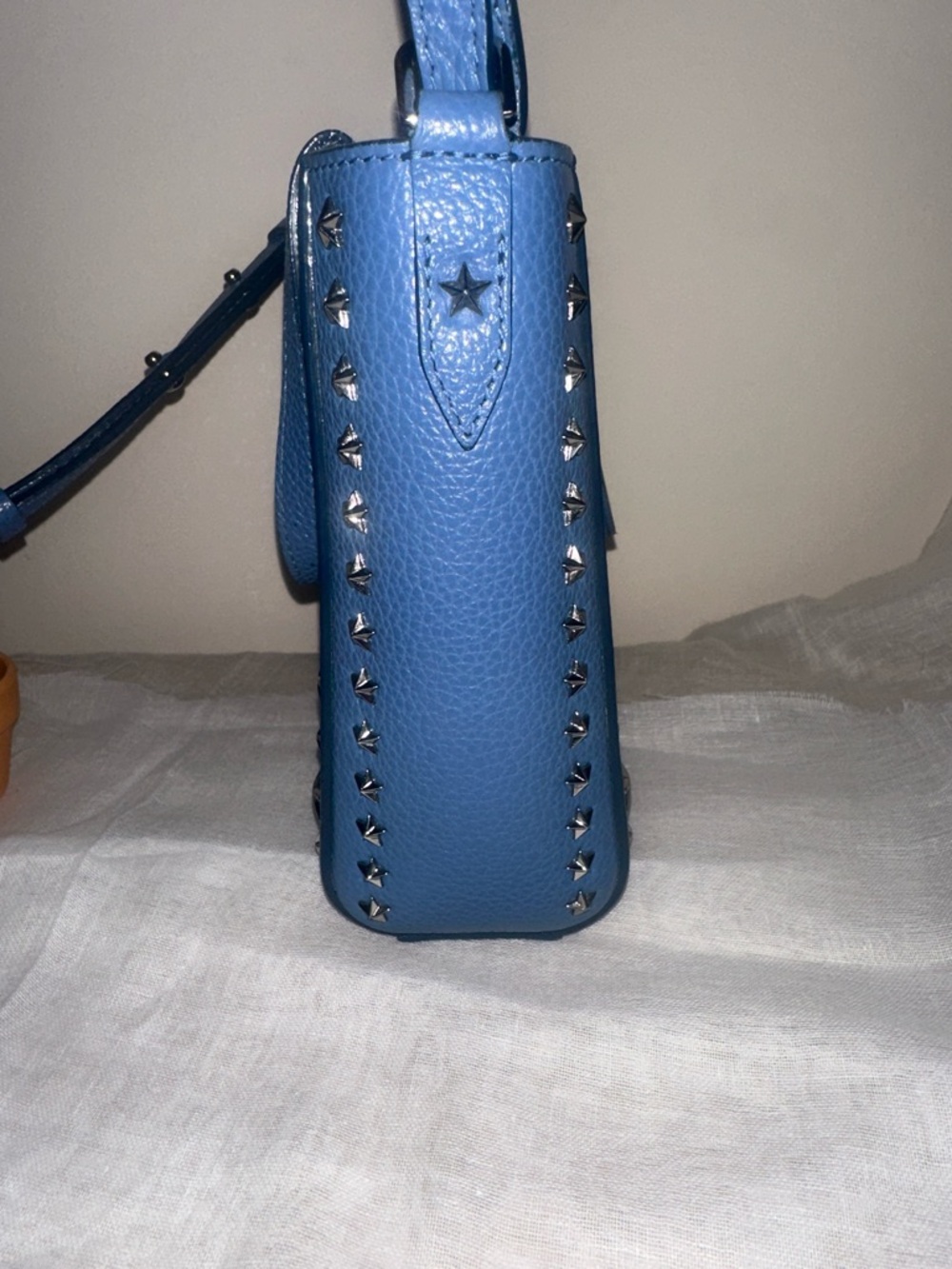 Authentic Jimmy Choo Mini Pagasi Blue Star-Embellished Leather 2-Way Crossbody - Picture 5 of 16